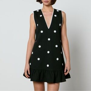 Sister Jane Heirloom Mini Dress Coal Black White Flowers Women's Size Small